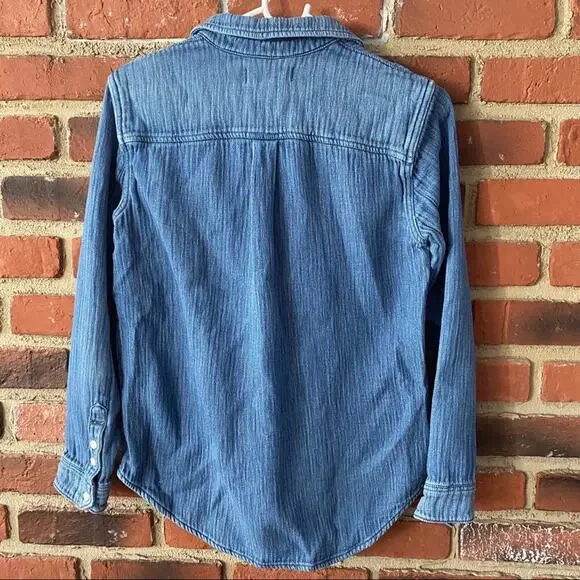 Madewell Button Down Denim Shirt Sz XS Long Sleeve Jean Shirt Western - Picture 7 of 10